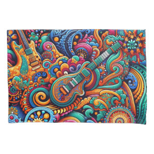 Psychedelic Batik Gitarre Kunstfarbenfrohe Retro M Kissenbezug