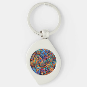 Psychedelic Batik Gitarre Kunstfarbenfrohe Retro M Schlüsselanhänger