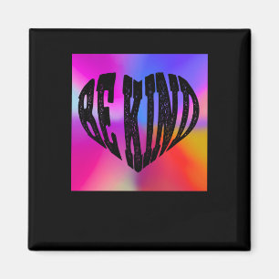 Psychedelic Be Kind Herzdesign - Lebhafter Regenbo Magnet