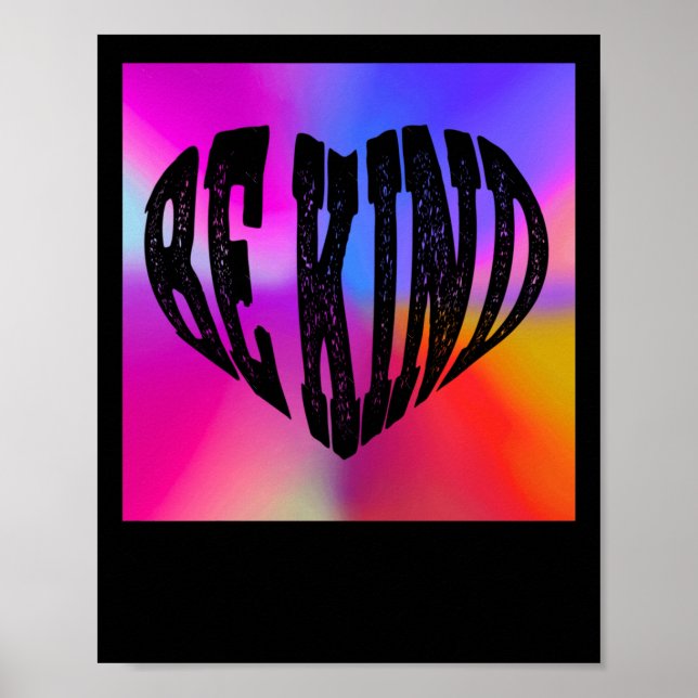 Psychedelic Be Kind Herzdesign - Lebhafter Regenbo Poster (Vorne)