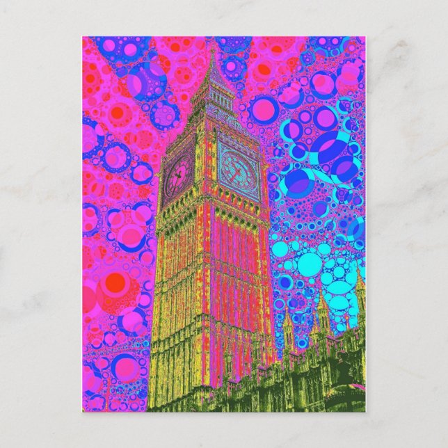 Psychedelic Big Ben Postcard Postkarte (Vorderseite)