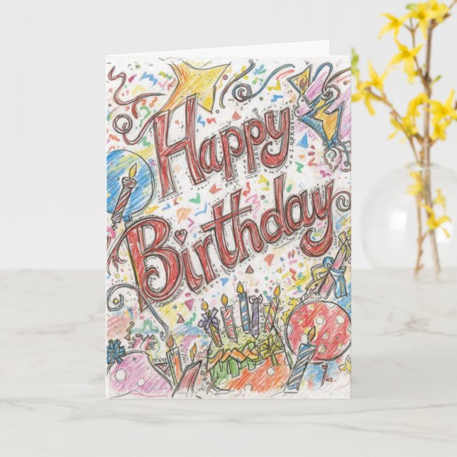 psychedelic birthday card karte (Gelbe Blume)