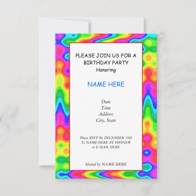 Psychedelic Birthday Party Einladungskarte (Vorderseite)