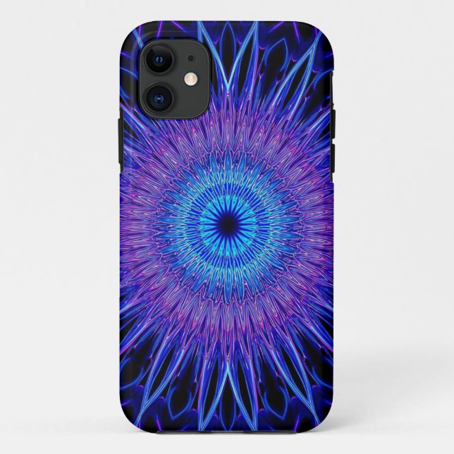 Psychedelic Blue Mandala Mobile Case (Rückseite)