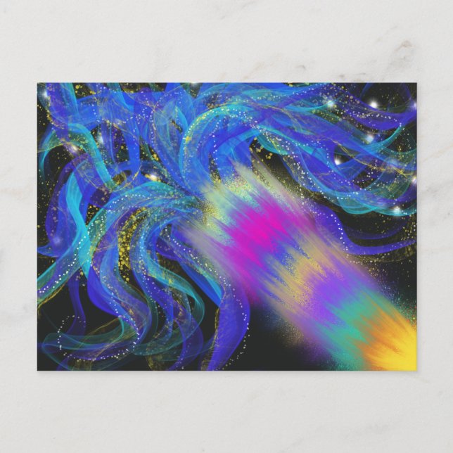 Psychedelic Blue Pink Lila Funky Abstrakt Art Postkarte (Vorderseite)