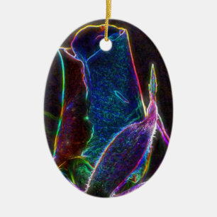 Psychedelic Blue Rose Blume Ornament