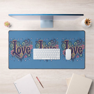 Psychedelic Boho Liebe Letting mit floraler Akzent Schreibtischunterlage