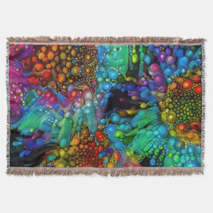 Psychedelic Bubble Burst Abstrakt Daisies Decke
