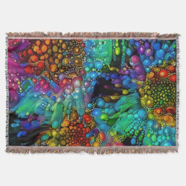Psychedelic Bubble Burst Abstrakt Daisies Decke (Vorderseite)