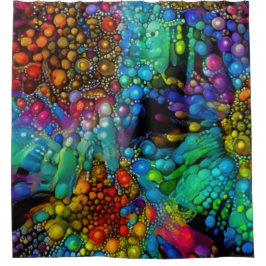 Psychedelic Bubble Burst Abstrakt Daisies Duschvorhang