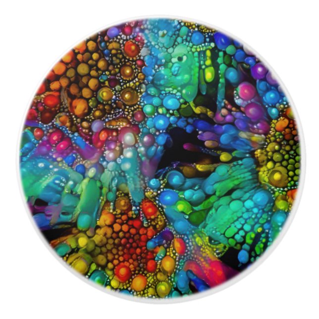 Psychedelic Bubble Burst Abstrakt Daisies Keramikknauf (Vorderseite)