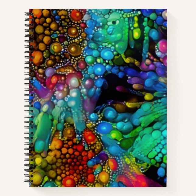 Psychedelic Bubble Burst Abstrakt Daisies Notizbuch (Vorderseite)