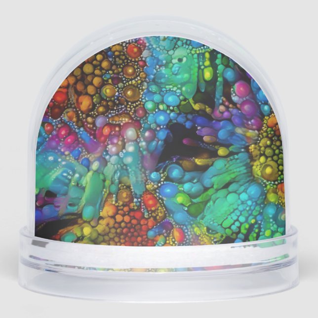 Psychedelic Bubble Burst Abstrakt Daisies Schneekugeln (Vorderseite)