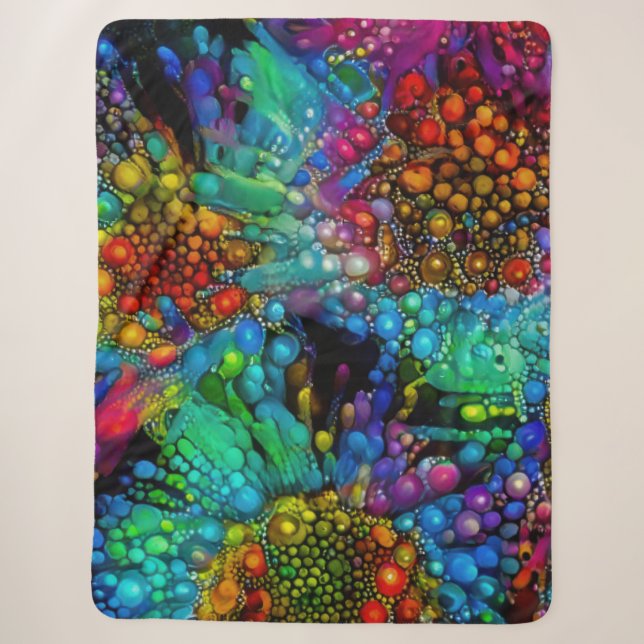 Psychedelic Bubble Burst Abstrakt Daisies Sherpadecke (Vorderseite)