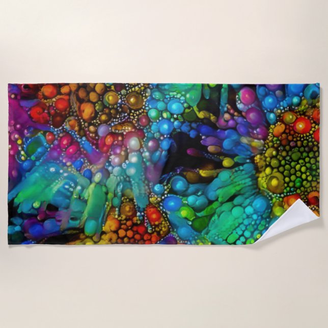 Psychedelic Bubble Burst Abstrakt Daisies Strandtuch (Vorderseite)