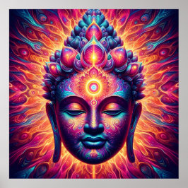 Psychedelic Buddha Art Poster - Vibrant Third Eye 