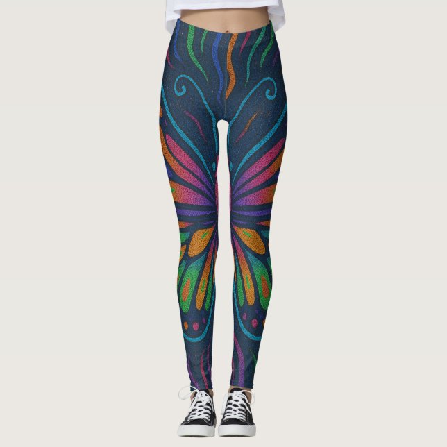 Psychedelic Butterfly Vibes Leggings (Vorderseite)