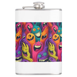 Psychedelic Cartoon Creature Vinyl Wrapped Flask Flachmann