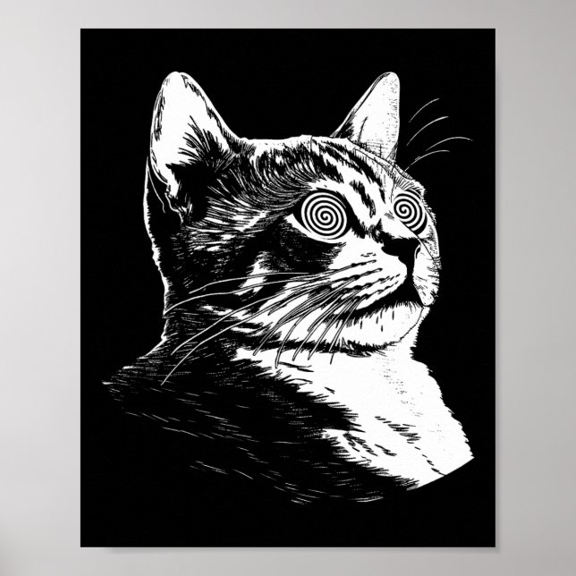 Psychedelic Cat Festival Edm Trippy Illusion Kitty Poster (Vorne)