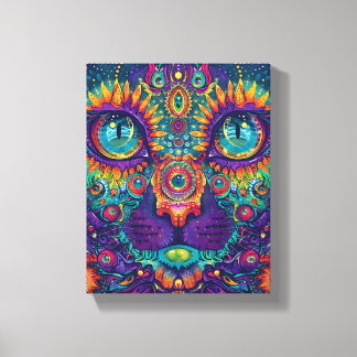 Psychedelic Cat Leinwanddruck