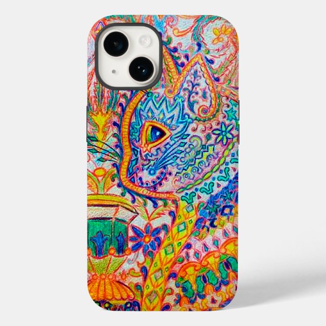 Psychedelic Cat, Louis Wain Case-Mate iPhone Case (Rückseite)