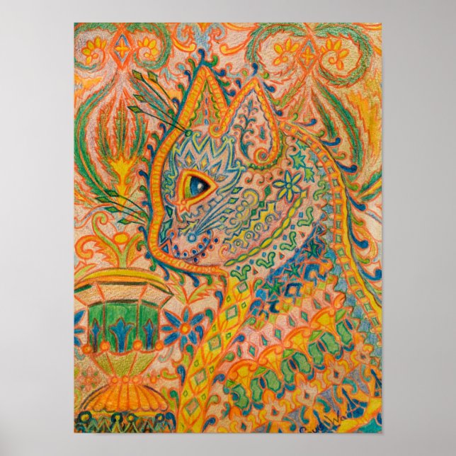 Psychedelic Cat von Louis Wain Poster (Vorne)