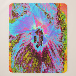 Psychedelic Cornflower Blue und Magenta Hibiskus Sherpadecke
