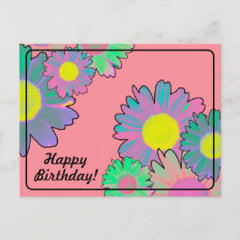 Psychedelic Daisies Happy Birthday Postkarte