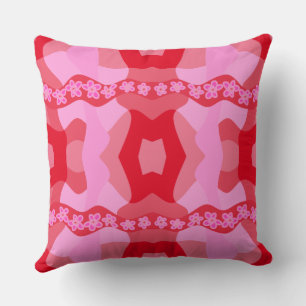 Psychedelic Daisy Chain Patchwork - Rosa Rot Kissen