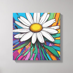Psychedelic Daisy Pop Art Print Leinwanddruck