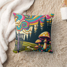 Psychedelic Disk Golf Basket und Retro Mushrooms