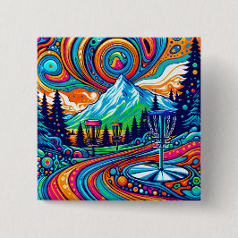 Psychedelic Disk Golf Course Button