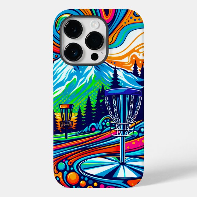Psychedelic Disk Golf Course Case-Mate iPhone 14 Pro Hülle (Rückseite)