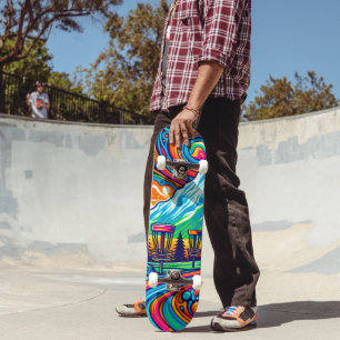 Psychedelic Disk Golf Course Skateboard
