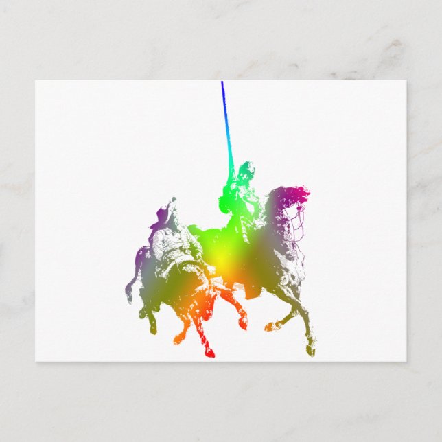 Psychedelic Don Quixote und Sancho Panza Postkarte (Vorderseite)