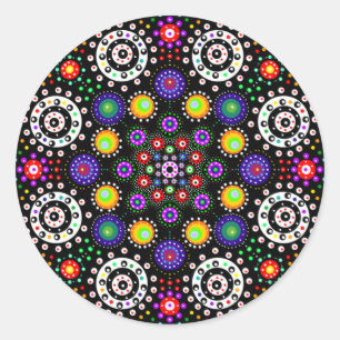 Psychedelic Dot Mandala Runder Aufkleber