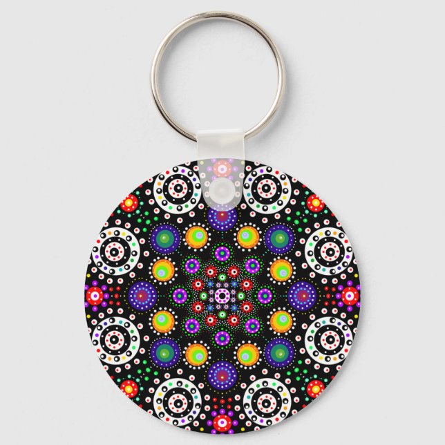 Psychedelic Dot Mandala Schlüsselanhänger (Vorderseite)