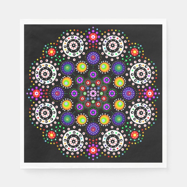 Psychedelic Dot Mandala Serviette (Vorderseite)