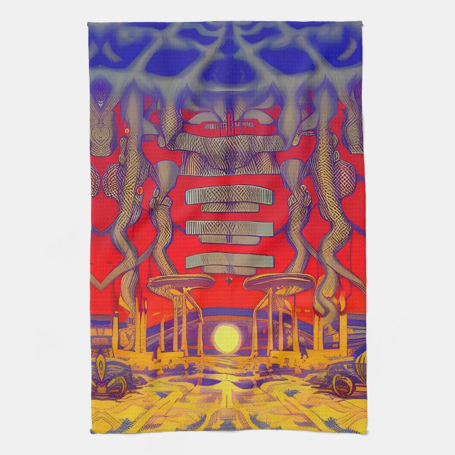 Psychedelic Dreamland Geschirrtuch (Vertikal)