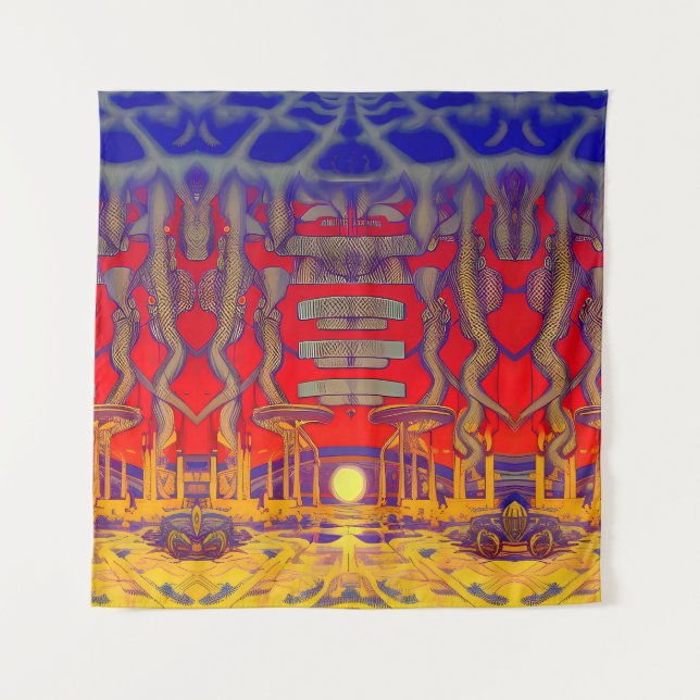 Psychedelic Dreamland Wandteppich (Vorderseite)