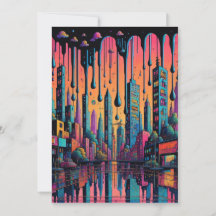 Psychedelic Drippy City Art