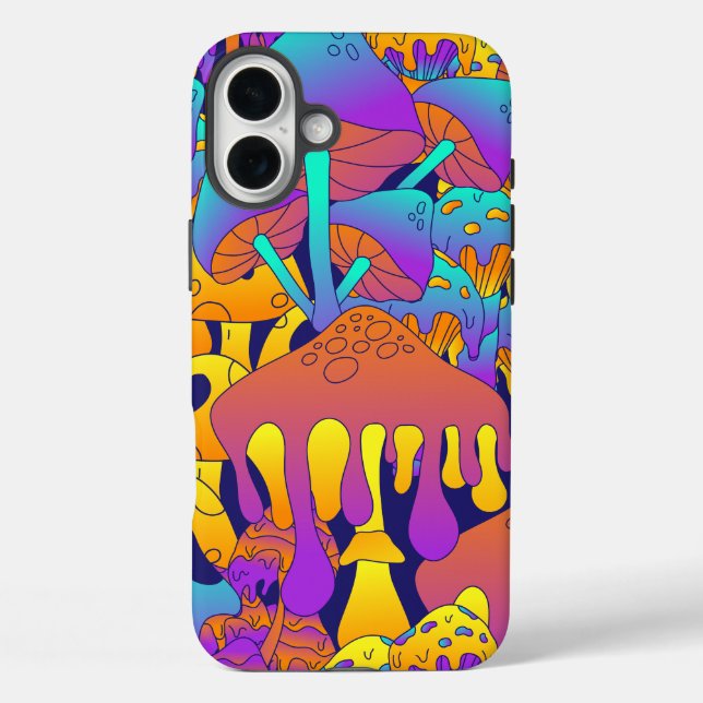 Psychedelic Drippy Mushroom iPhone / iPad Gehäuse 16 Plus Hülle (Rückseite)