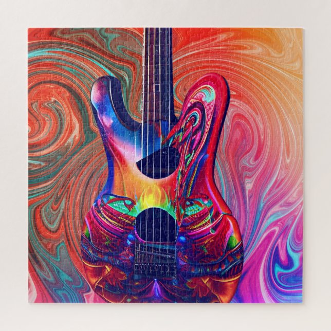 Psychedelic Electric Acoustic Semi Guitars Art (Vertikal)