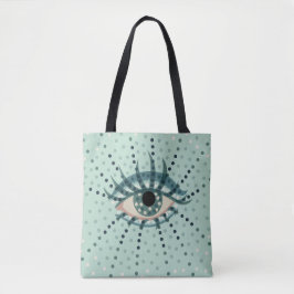 Psychedelic Eye Blue Dots Abstrakte komische Kunst Tasche