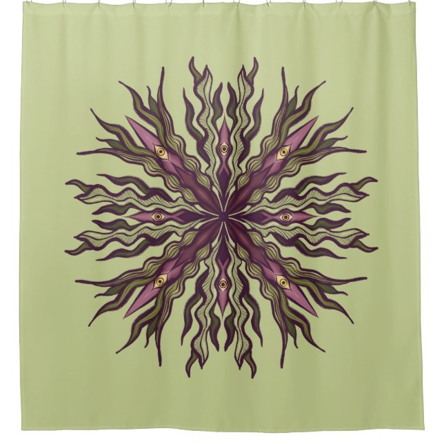 Psychedelic Eye Plant - Surreal Botanical Mandala Duschvorhang (Vorderseite)