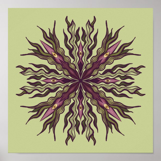 Psychedelic Eye Plant - Surreal Botanical Mandala Poster (Vorne)
