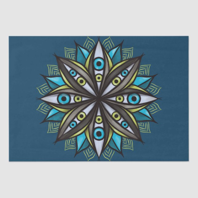 Psychedelic Eyes Double Iris Blume Mandala Horror Seidenpapier (Vorderseite)