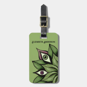 Psychedelic Eyes Mandala - Trippy Floral Green Gepäckanhänger