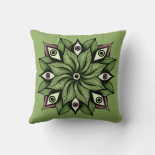 Psychedelic Eyes Mandala - Trippy Floral Two Side Kissen