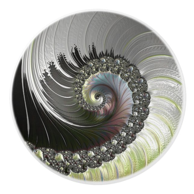 Psychedelic Fantasy Spiral Fraktal Keramik Knob Keramikknauf (Vorderseite)